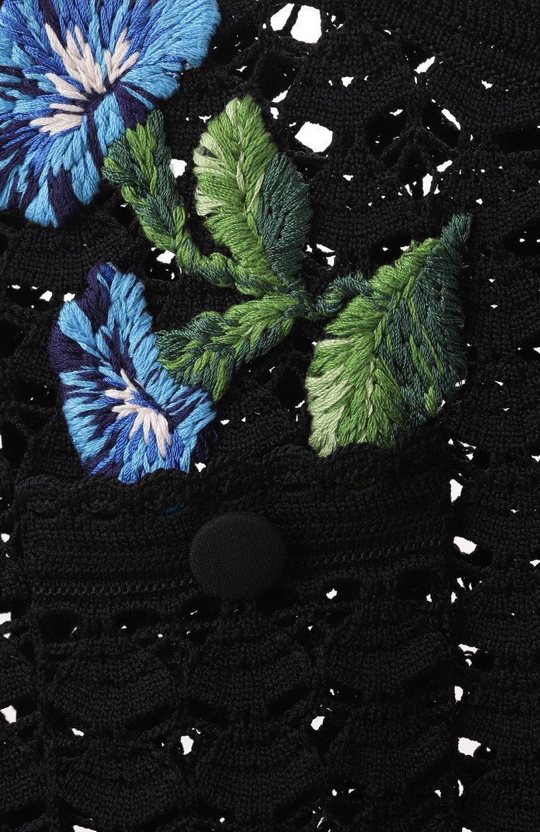 Женский кардиган из вискозы DOLCE & GABBANA черного цвета, арт. FXV15Z/JFMBC | Фото 6 (Рукава: Длинные; Материал внешний: Вискоза; Длина (для топов): Стандартные; Женское Кросс-КТ: кардиган-трикотаж; Стили: Кэжуэл; Кросс-КТ: костюм; Застежка: Пуговицы; Автоматизация ТО: Проставлено; Автоматизация состава: Проставлено)