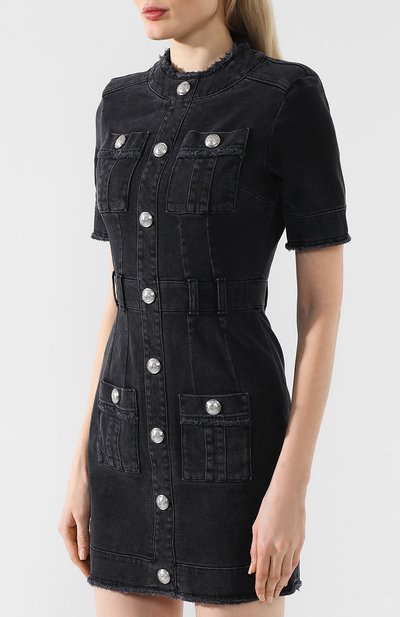 Джинсовое платье BALMAIN черного цвета по цене 199500 руб., арт. RF16305/D027, фото 3 Джинсовое платье BALMAIN, арт. RF16305/D027, фото 3