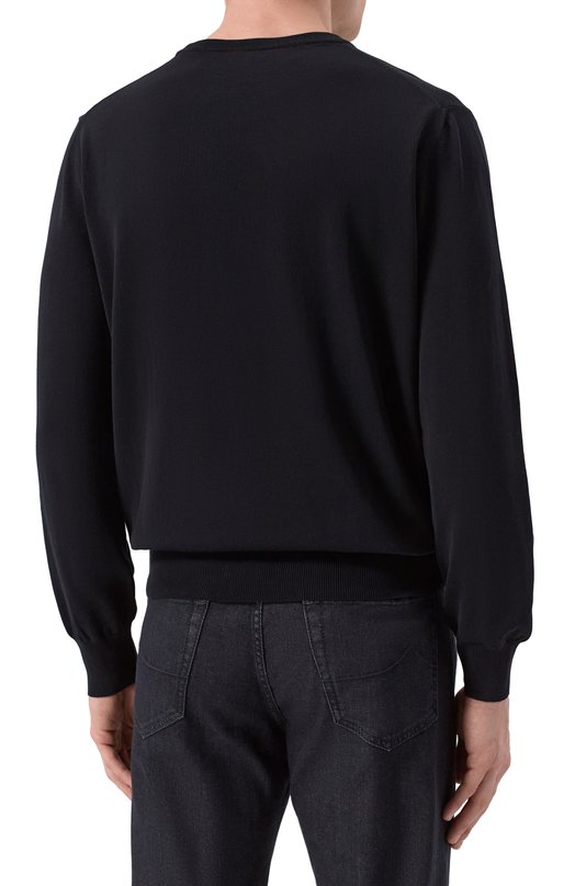 Хлопковый джемпер Canali C0012/MK02459 Чёрный  C0012/MK02459 Фото 4