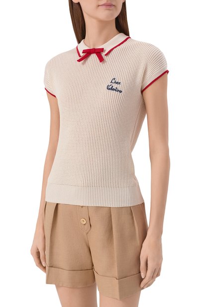 Пуловер из хлопка и вискозы VALENTINO кремового цвета по цене 171500 руб., арт. 8B3KC66T/9JV, фото 3 Пуловер из хлопка и вискозы VALENTINO, арт. 8B3KC66T/9JV, фото 3