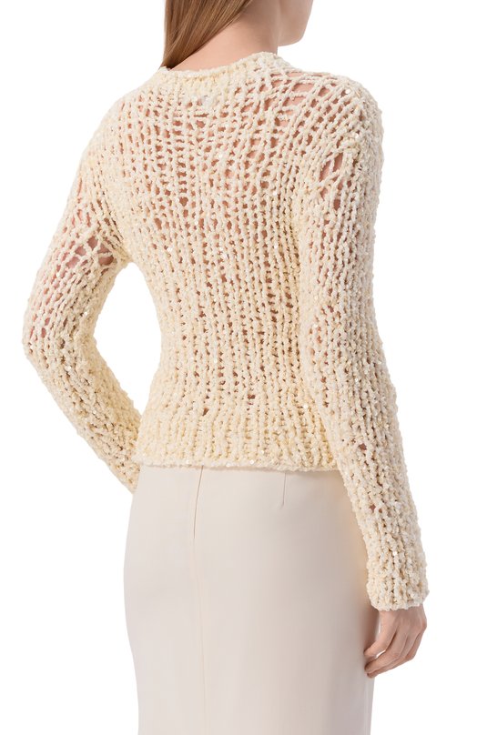 Свитер с отделкой пайетками Jil Sander J03GP0171/J18354 Кремовый  J03GP0171/J18354 Фото 4