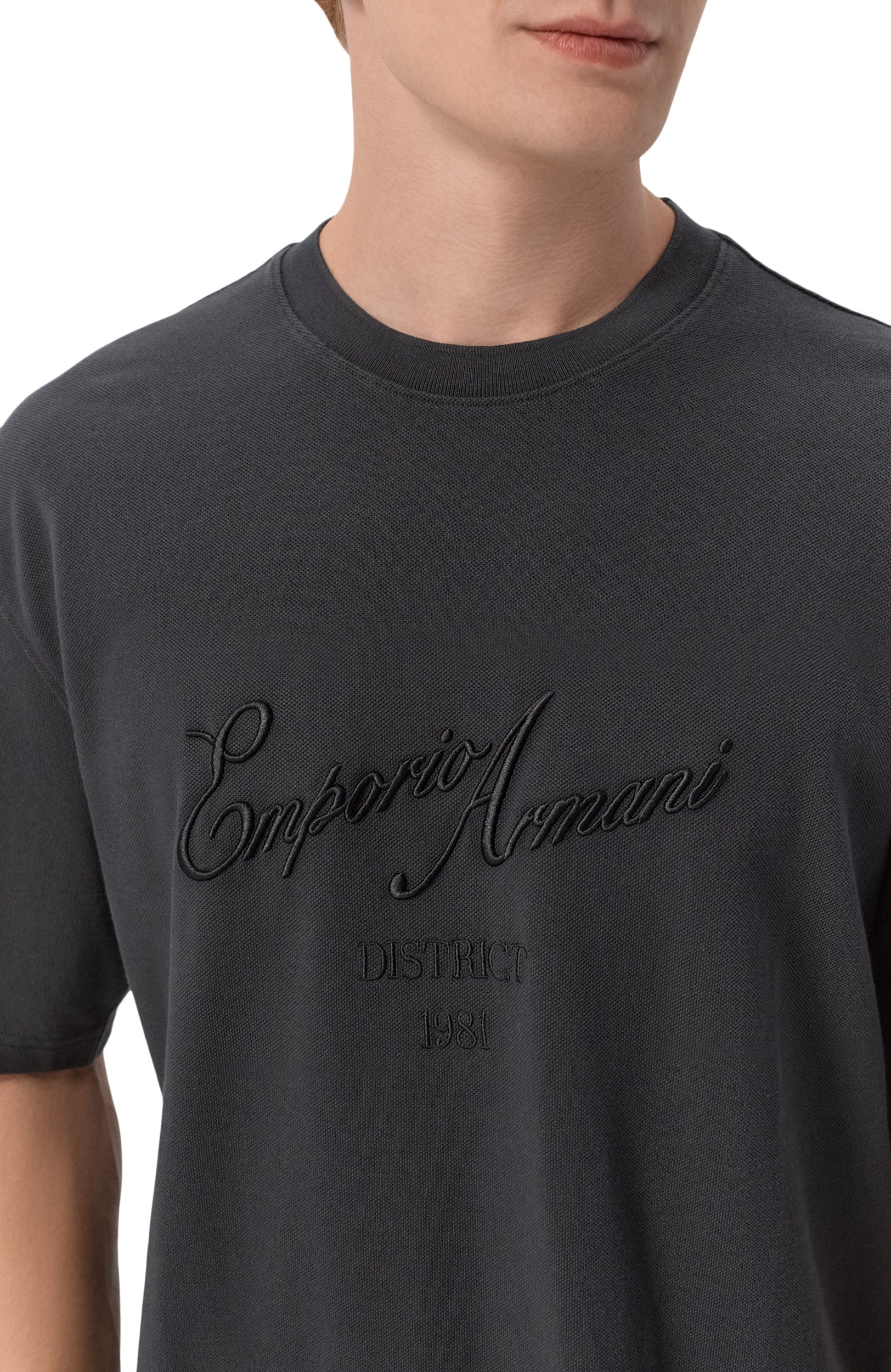 Хлопковая футболка EMPORIO ARMANI черного цвета по цене 26100 руб., арт. EM006411/AF27350, фото 5 Хлопковая футболка EMPORIO ARMANI, арт. EM006411/AF27350, фото 5