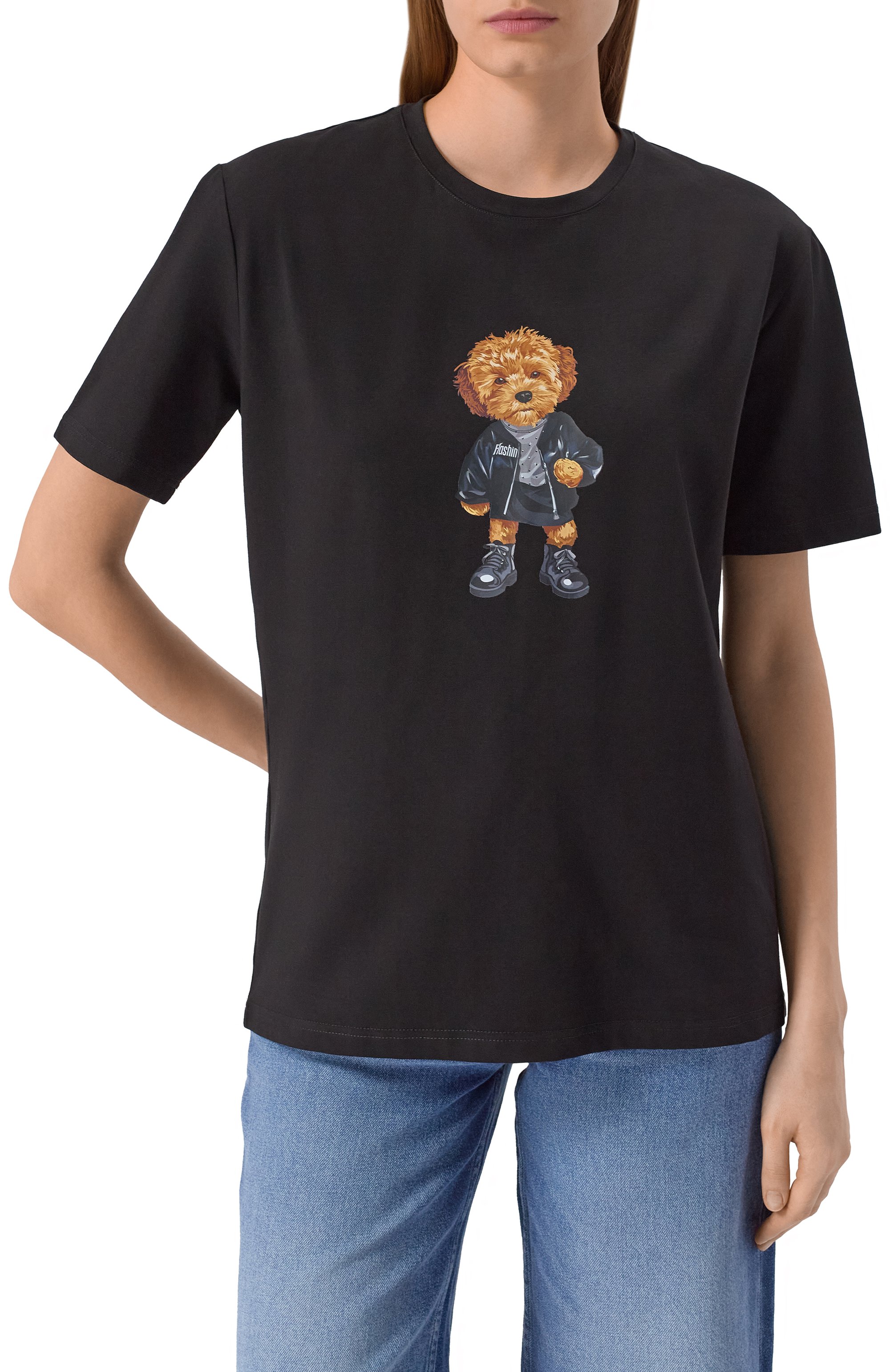 Хлопковая футболка FLASHIN черного цвета по цене 13500 руб., арт. FS25TBM, фото 3 Хлопковая футболка FLASHIN, арт. FS25TBM, фото 3