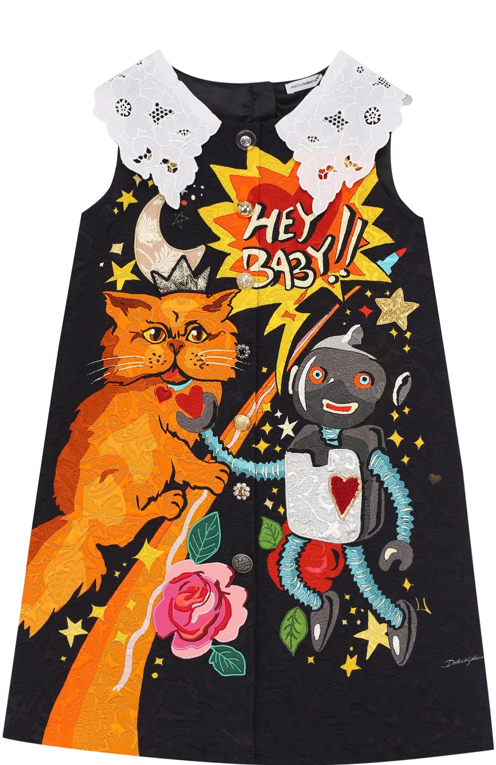 Мини-платье а-силуэта с принтом и кружевным воротником DOLCE & GABBANA, арт. 0131/L5JDW4/G7MBD/2-6, фото 1