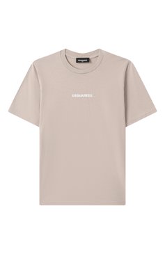 Мужского хлопковая футболка DSQUARED2 светло-бежевого цвета, арт. DQ2823/D004G | Фото 1 (Нос: Не проставлено; Девочки Кросс-КТ: футболка-одежда; Мальчики Кросс-КТ: Футболка-одежда; Региональные ограничения белый список (Axapta Mercury): Не проставлено; Материал внешний: Хлопок; Ростовка одежда: 4 года | 104 см, 10 - 11 лет | 140 - 146см, 13 - 15 лет | 158 см, 8 лет | 128 см, 16 лет | 164 см, 6 лет | 116 см)