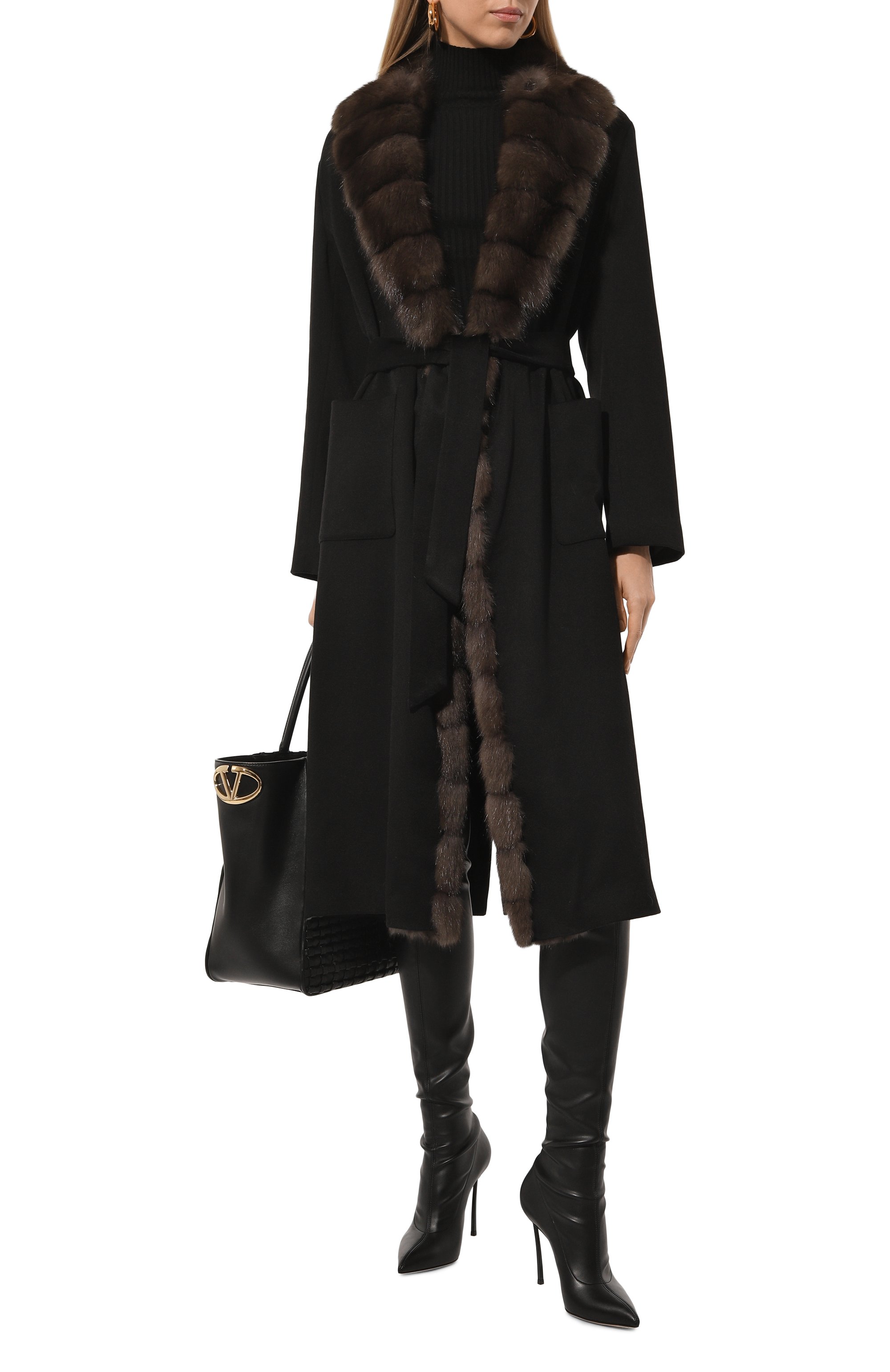 Кашемировое пальто с отделкой из меха соболя SIMONETTA RAVIZZA, арт. F04C0148T2Z1A, фото 2