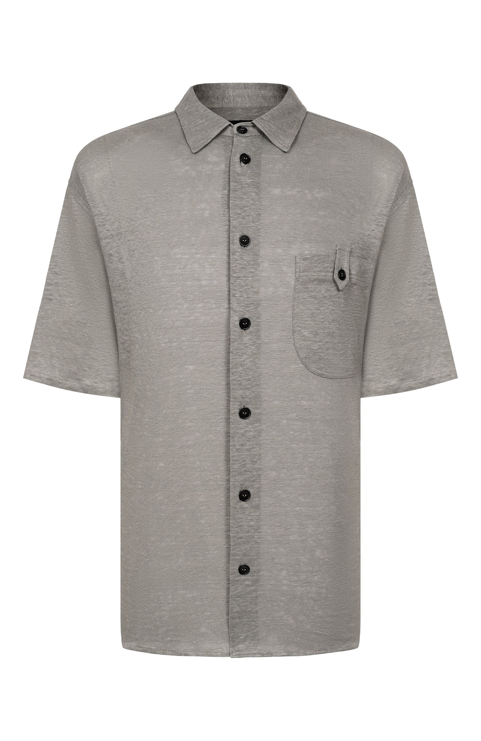 Льняная рубашка GIORGIO ARMANI серого цвета по цене 98200 руб., арт. GM004110/TE11335, фото 1 Льняная рубашка GIORGIO ARMANI, арт. GM004110/TE11335, фото 1
