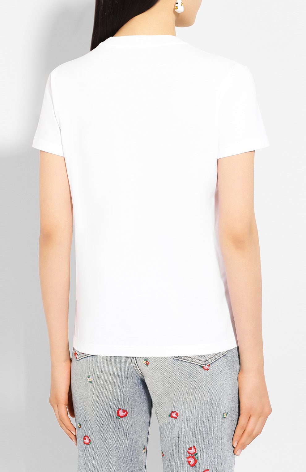 Хлопковая футболка MIU MIU белого цвета по цене 33500 руб., арт. MJN180-1V6F-F0009, фото 4 Хлопковая футболка MIU MIU, арт. MJN180-1V6F-F0009, фото 4
