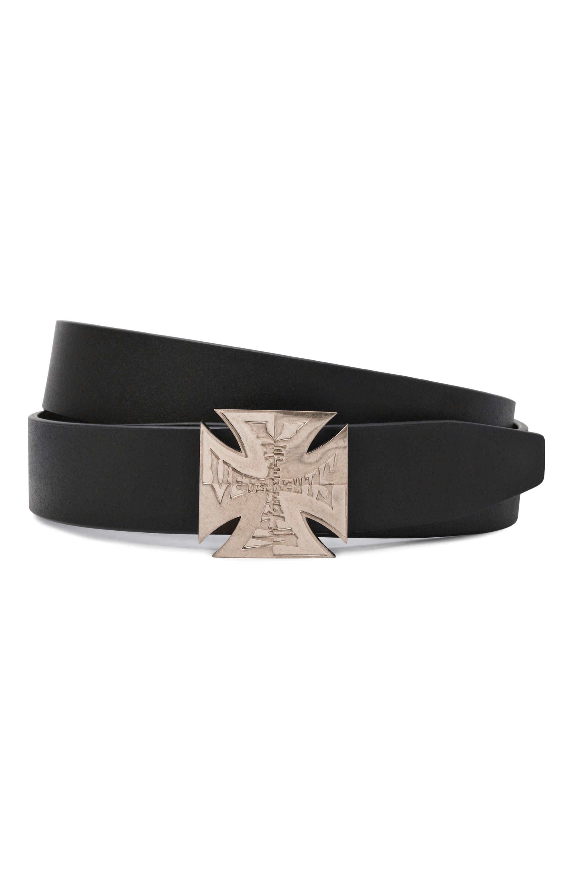 Кожаный ремень VETEMENTS черного цвета по цене 85500 руб., арт. UE76BE312B/2470 LEATHER, фото 1 Кожаный ремень VETEMENTS, арт. UE76BE312B/2470 LEATHER, фото 1