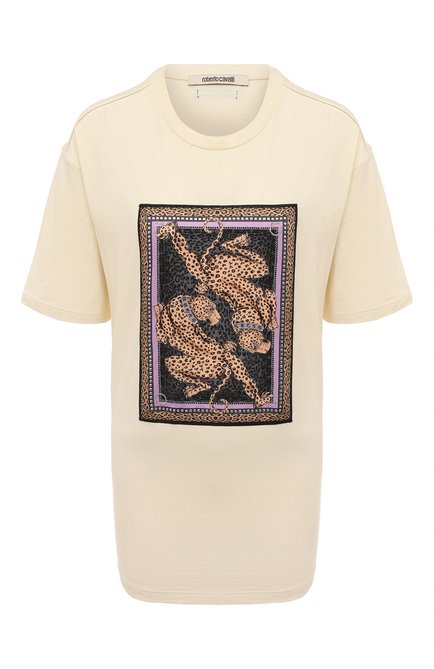 Женская хлопковая футболка ROBERTO CAVALLI, арт. QKT61M/JD060