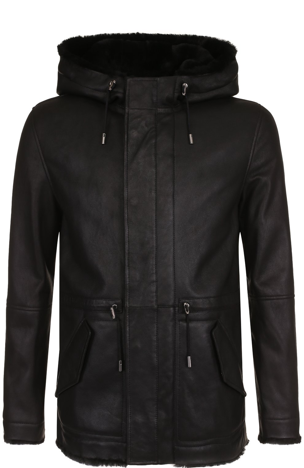 Укороченная дубленка прямого кроя на молнии с капюшоном YVES SALOMON, арт. 9WHM61277MERL, фото 1