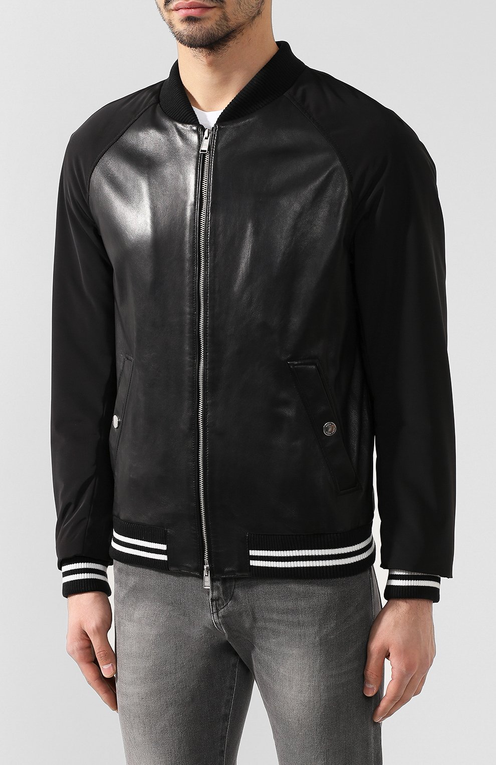 Кожаный бомбер BOSS черного цвета по цене 53500 руб., арт. 50398818, фото 3 Кожаный бомбер BOSS, арт. 50398818, фото 3