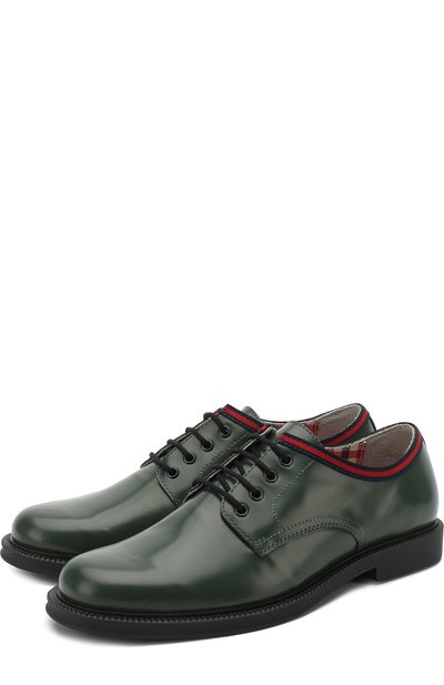 Кожаные дерби с контрастной отделкой GUCCI, арт. 488131/D7310, фото 1