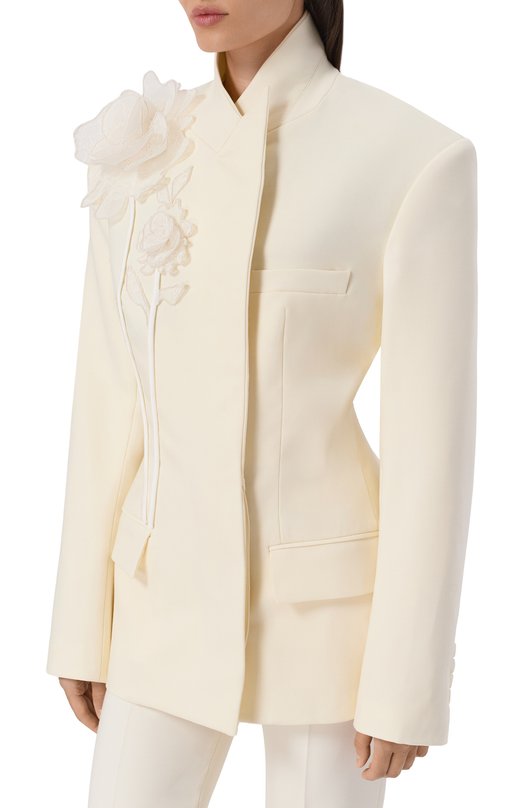 Шерстяной жакет David Koma RE26DK98J Кремовый  RE26DK98J Фото 3