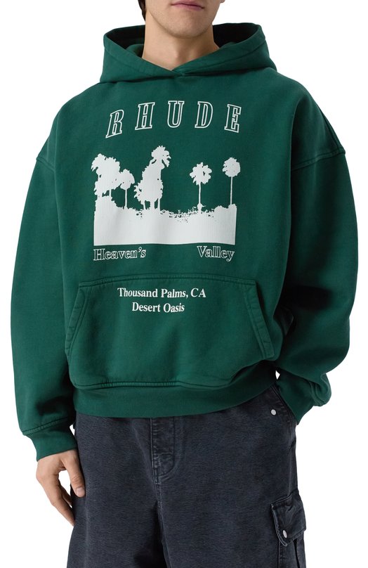 Хлопковое худи Rhude RHFW25H003012 Зелёный  RHFW25H003012 Фото 3