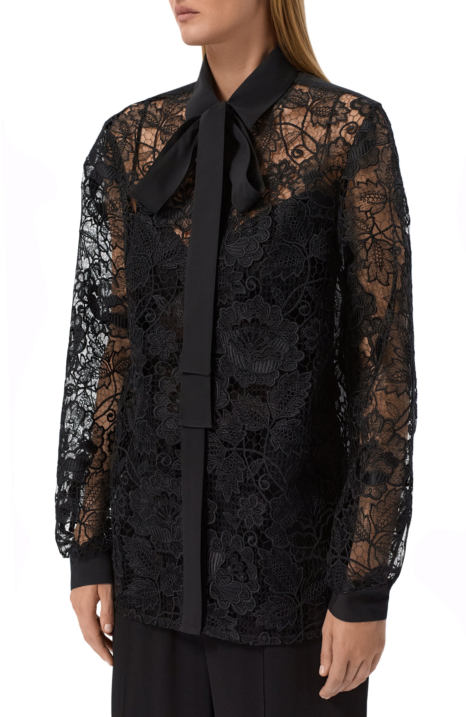 Блузка ELIE SAAB черного цвета по цене 208000 руб., арт. SH000NF26/SIL09, фото 3 Блузка ELIE SAAB, арт. SH000NF26/SIL09, фото 3