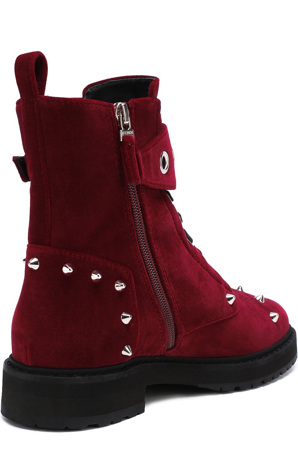 Бархатные ботинки FENDI бордового цвета по цене 69500 руб., арт. 8T6634/QJC, фото 4 Бархатные ботинки FENDI, арт. 8T6634/QJC, фото 4