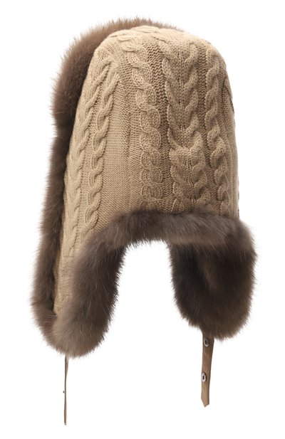 Кашемировая шапка-ушанка с мехом соболя BLACK SABLE, арт. BS-FHK-G, фото 2