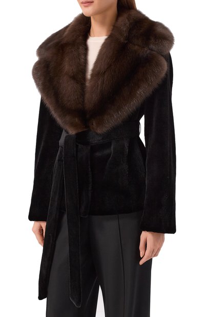 Шуба из норки с отделкой из соболя MVST, арт. M038/MINK SHAVED + SABLE WILD, фото 3