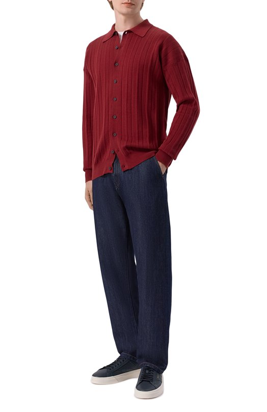 Хлопковый кардиган Kiton UMM0741 Бордовый  UMM0741 Фото 2