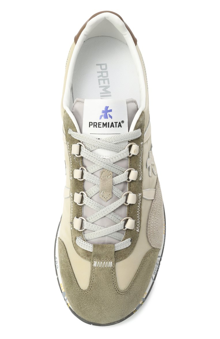 Мужские комбинированные кроссовки jacky x PREMIATA хаки цвета, арт. JACKY X/VAR 7499 | Фото 6 (Материал внутренний: Натуральная кожа; Материал внешний: Текстиль, Натуральная кожа; Стили: Классический; Материал утеплителя: Без утеплителя; Кросс-КТ: Низкие; Подошва: Плоская)