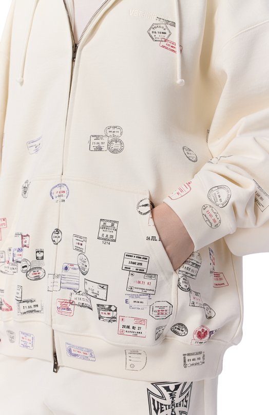 Хлопковая толстовка VETEMENTS ME76ZU232V/1302 M0LLET0N Кремовый  ME76ZU232V/1302 M0LLET0N Фото 5