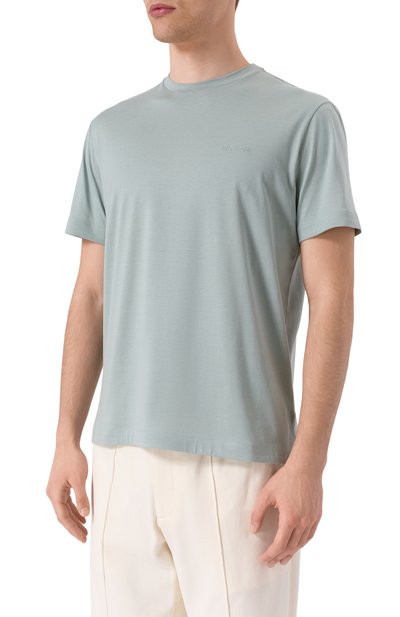 Футболка из шелка и хлопка COLOMBO бирюзового цвета по цене 75900 руб., арт. TS00404/M0146-J0, фото 3 Футболка из шелка и хлопка COLOMBO, арт. TS00404/M0146-J0, фото 3