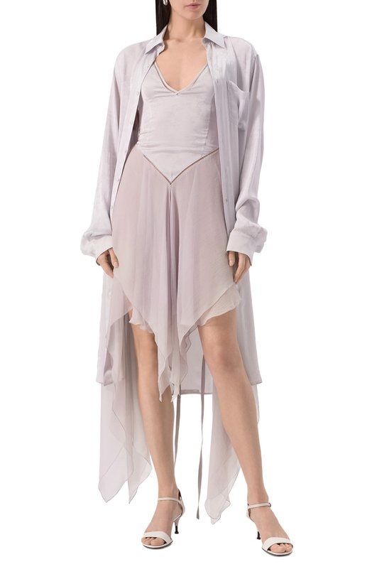 Платье из вискозы и шелка Ann Demeulemeester B0012814/FA611 Серый  B0012814/FA611 Фото 2