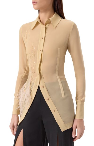 Блузка с отделкой перьями страуса THE ATTICO, арт. 250WCH00041/PAA085RA, фото 3