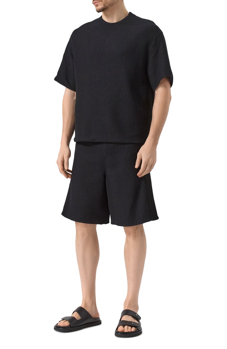 Мужские хлопковые шорты JIL SANDER черного цвета, арт. J22MU0131/J20258 | Фото 2 (Длина Шорты М: Ниже колена; Принт: Без принта; Стили: Минимализм; Случай: Повседневный; Материал внешний: Хлопок, Синтетический материал)