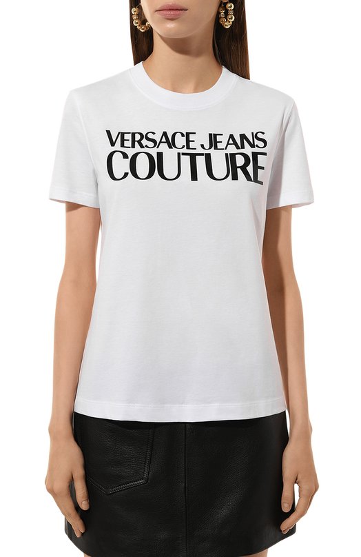Хлопковая футболка Versace Jeans Couture 77HAHE09/CJ00E Белый  77HAHE09/CJ00E Фото 3