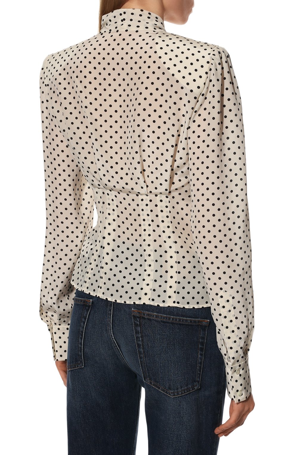 Шелковая блузка DOLCE & GABBANA молочного цвета по цене 105500 руб., арт. F5L52T/FS14L/0UTLET AW22-23, фото 4 Шелковая блузка DOLCE & GABBANA, арт. F5L52T/FS14L/0UTLET AW22-23, фото 4