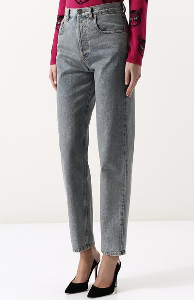 Джинсы прямого кроя с потертостями и завышенной талией GUCCI, арт. 502802/XRA16, фото 3