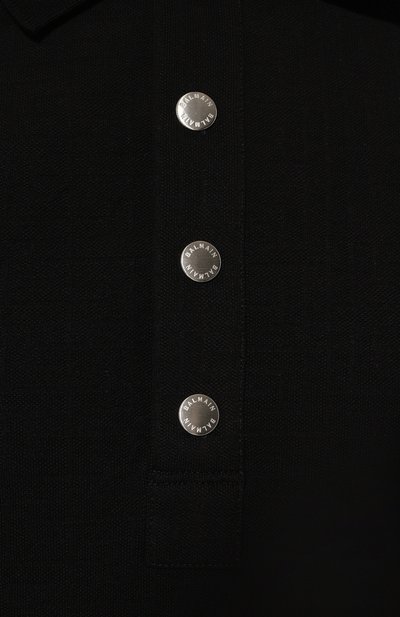 Хлопковое поло BALMAIN черного цвета по цене 65450 руб., арт. DH1GB000/JB82, фото 5 Хлопковое поло BALMAIN, арт. DH1GB000/JB82, фото 5