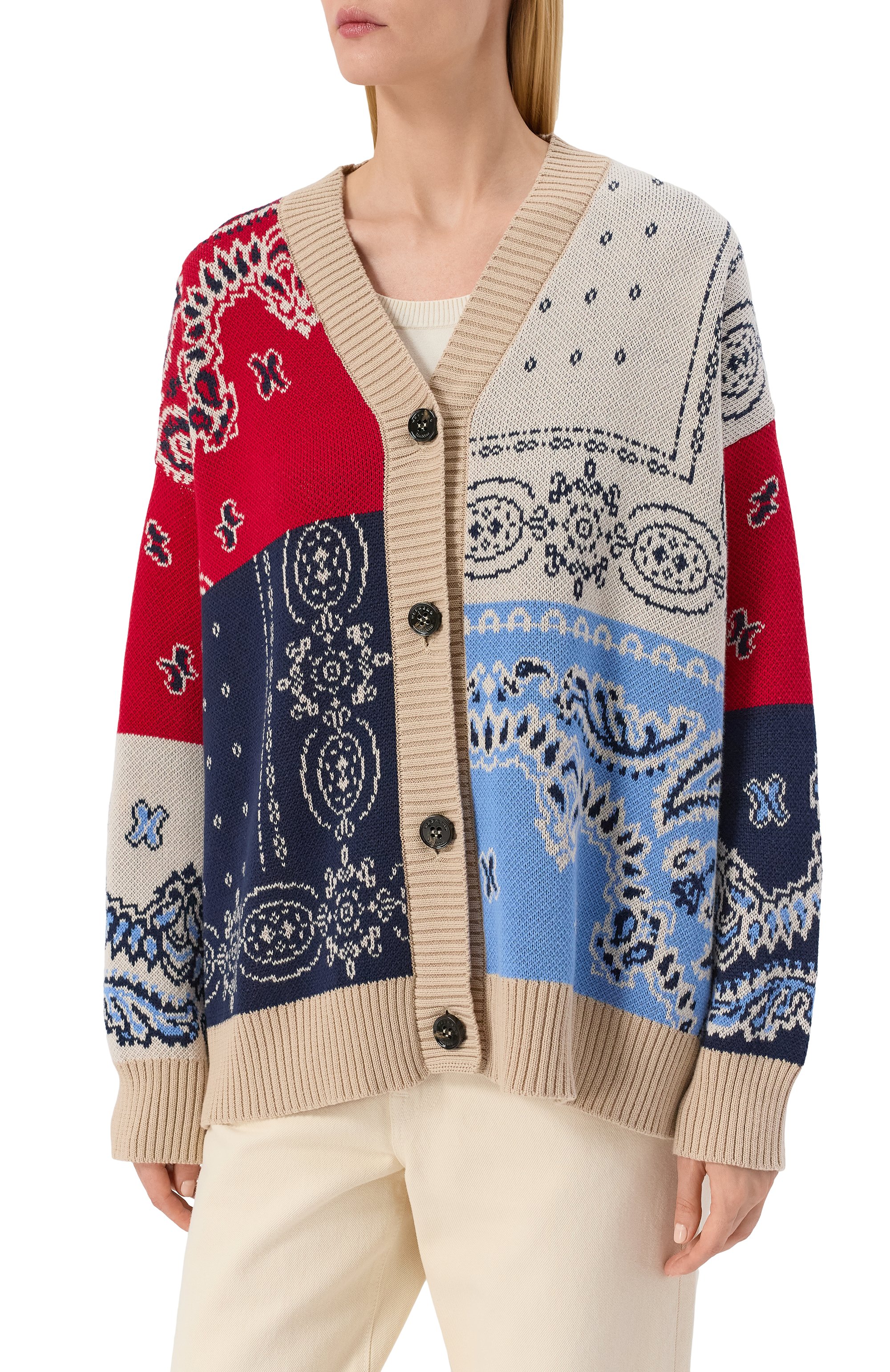 Хлопковый кардиган WEEKEND MAX MARA разноцветного цвета по цене 43000 руб., арт. BA0BAB, фото 3 Хлопковый кардиган WEEKEND MAX MARA, арт. BA0BAB, фото 3