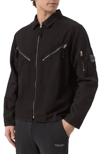 Куртка из хлопка и льна C.P. COMPANY черного цвета по цене 61550 руб., арт. 18CM0S103A006273G, фото 3 Куртка из хлопка и льна C.P. COMPANY, арт. 18CM0S103A006273G, фото 3