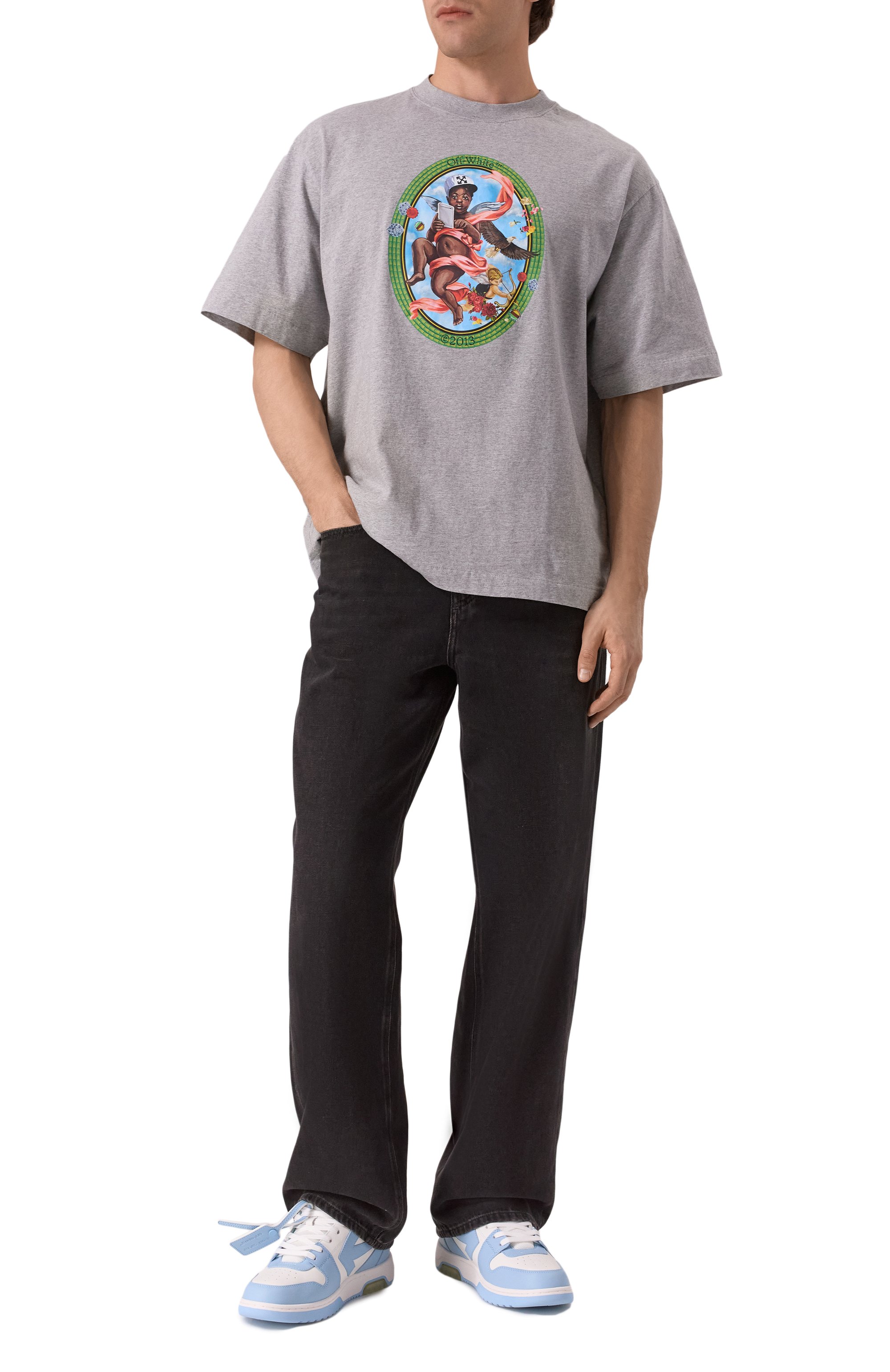 Хлопковая футболка OFF-WHITE, арт. 0MAA120S25JER002, фото 2