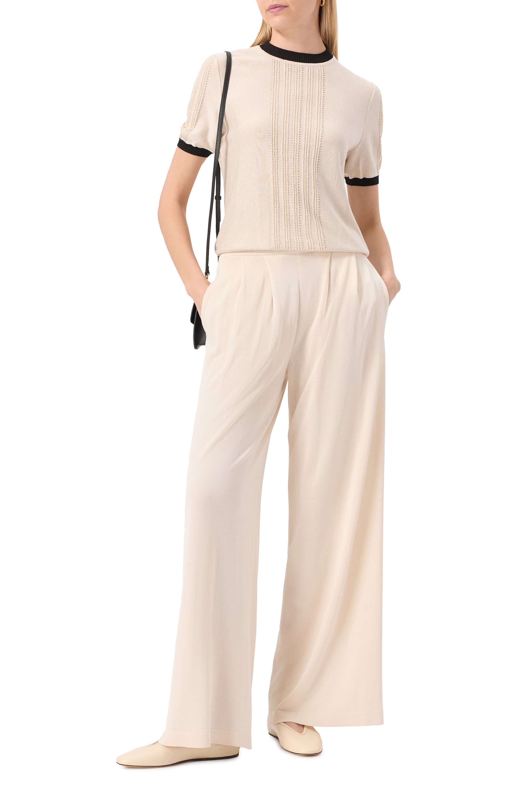 Брюки из шелка и вискозы FREEAGE молочного цвета по цене 97900 руб., арт. S25.PT089.6070.111, фото 2 Брюки из шелка и вискозы FREEAGE, арт. S25.PT089.6070.111, фото 2