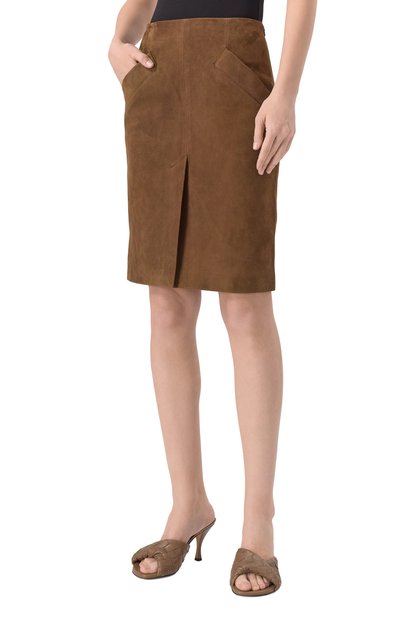 Замшевая юбка JACOB LEE коричневого цвета по цене 212500 руб., арт. WLS093SS25DC, фото 3 Замшевая юбка JACOB LEE, арт. WLS093SS25DC, фото 3