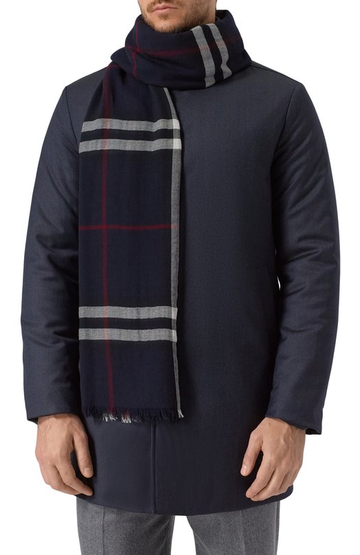 Шерстяной шарф Burberry 8110470 Синий  8110470 Фото 2
