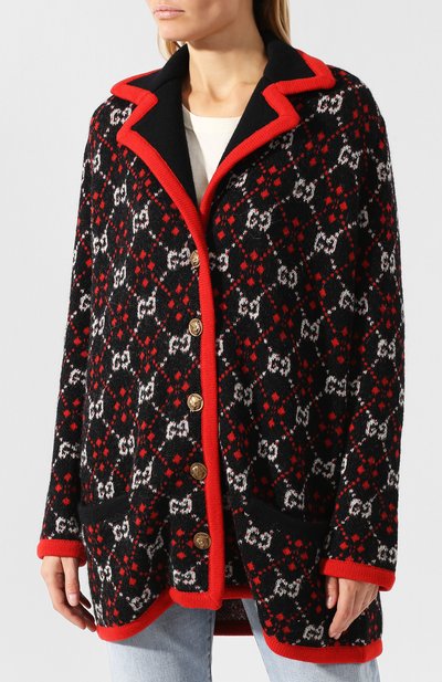 Шерстяной кардиган свободного кроя GUCCI черного цвета по цене 157500 руб., арт. 543433/X9Z62, фото 3 Шерстяной кардиган свободного кроя GUCCI, арт. 543433/X9Z62, фото 3