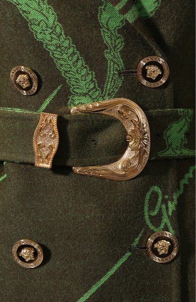 Шерстяное пальто VERSACE зеленого цвета по цене 672000 руб., арт. A85655/A232903, фото 5 Шерстяное пальто VERSACE, арт. A85655/A232903, фото 5