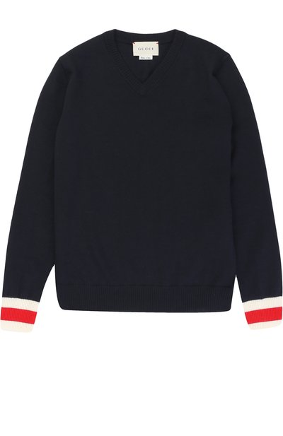 Шерстяной пуловер с v-образным вырезом и контрастной отделкой GUCCI, арт. 418774/X2184/X1284, фото 1