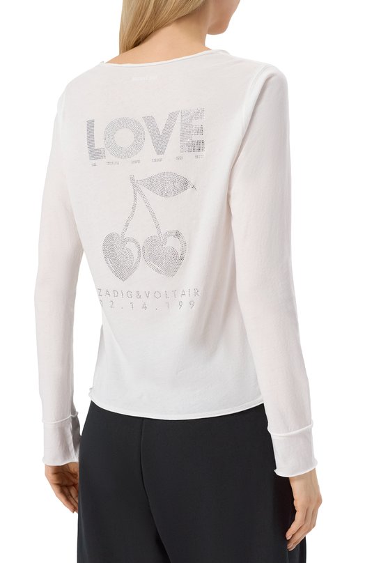 Хлопковый лонгслив Zadig and Voltaire JWTN02607 Белый  JWTN02607 Фото 4