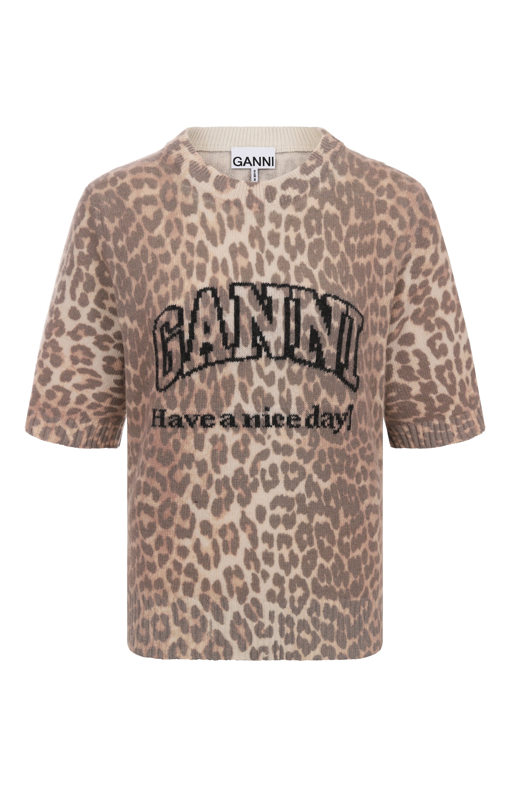 Шерстяной пуловер GANNI леопардового цвета по цене 36950 руб., арт. K2500, фото 1 Шерстяной пуловер GANNI, арт. K2500, фото 1