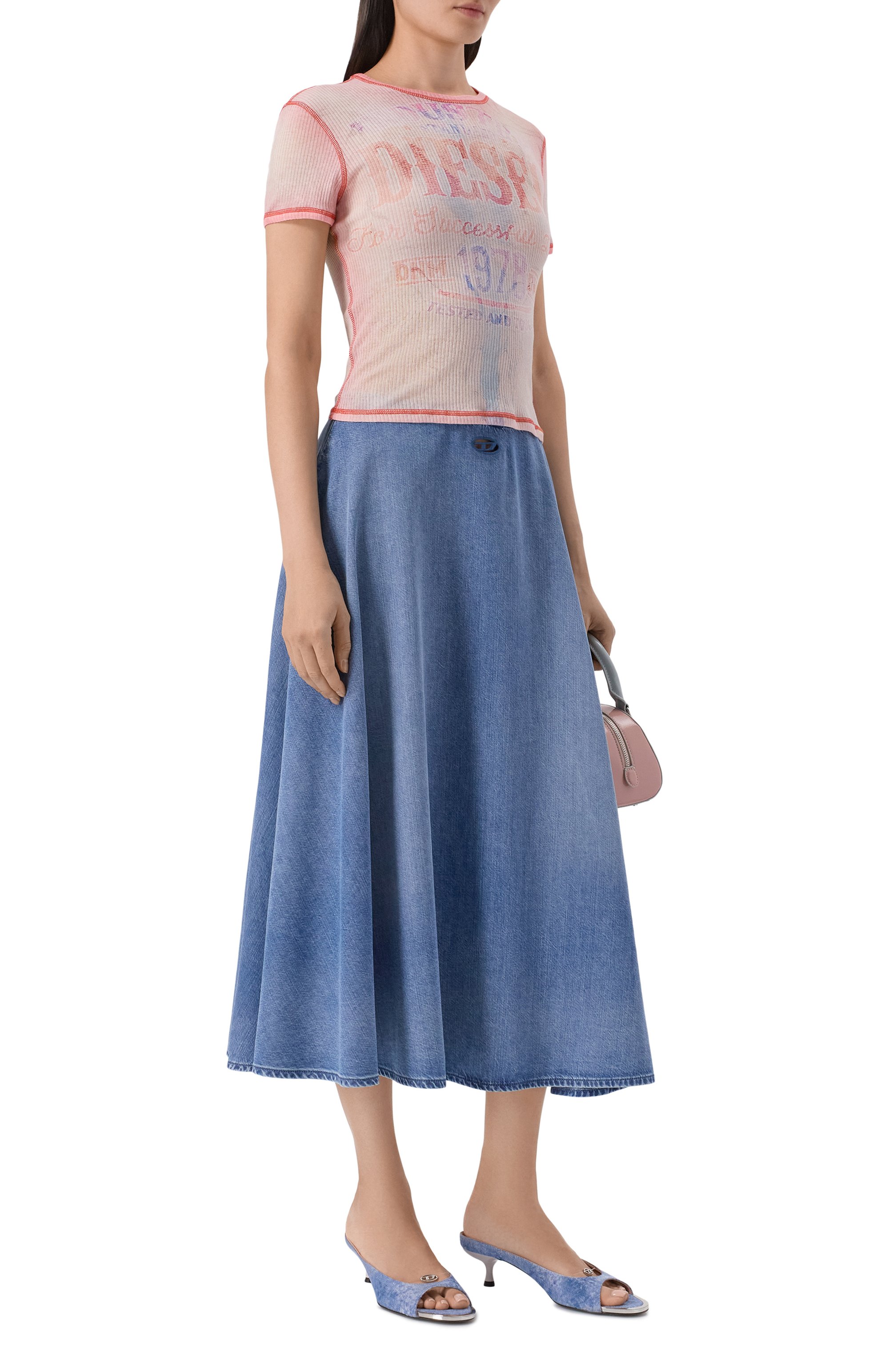 Джинсовая юбка de-annie DIESEL голубого цвета по цене 27850 руб., арт. A20376/068VY, фото 2 Джинсовая юбка de-annie DIESEL, арт. A20376/068VY, фото 2