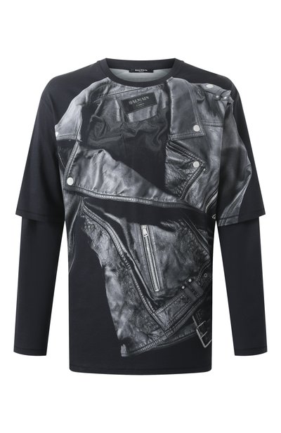 Мужская хлопковый лонгслив BALMAIN, арт. EH1EM016/GE40