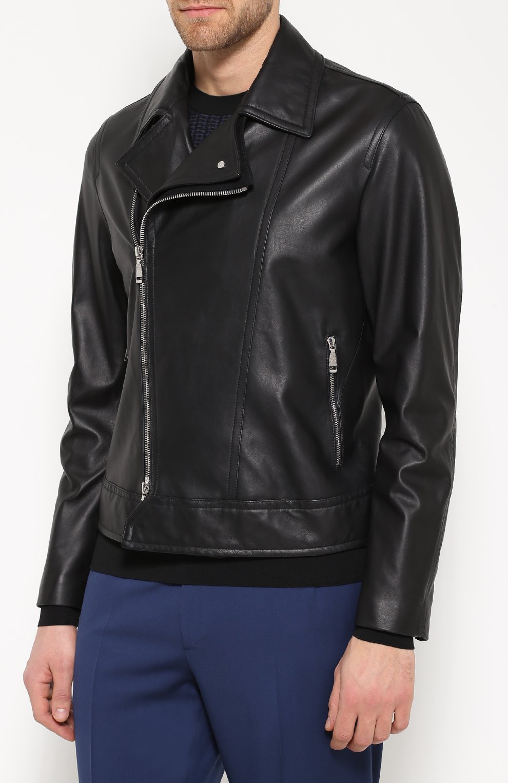 Кожаная куртка с косой молнией и отложным воротником BRIONI, арт. PL05/P6717, фото 3