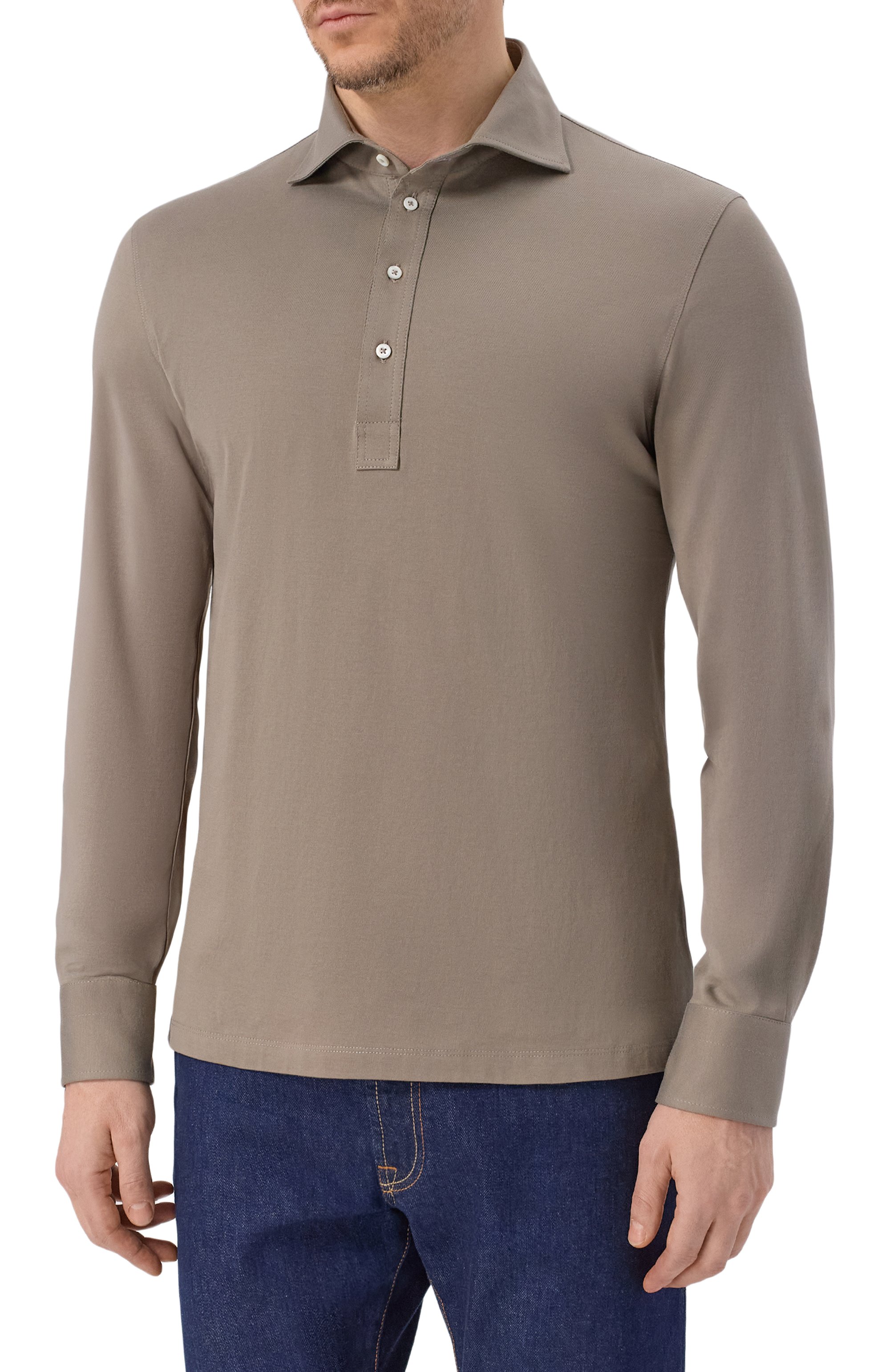 Хлопковое поло BRUNELLO CUCINELLI хаки цвета по цене 88800 руб., арт. M0B133914, фото 3 Хлопковое поло BRUNELLO CUCINELLI, арт. M0B133914, фото 3