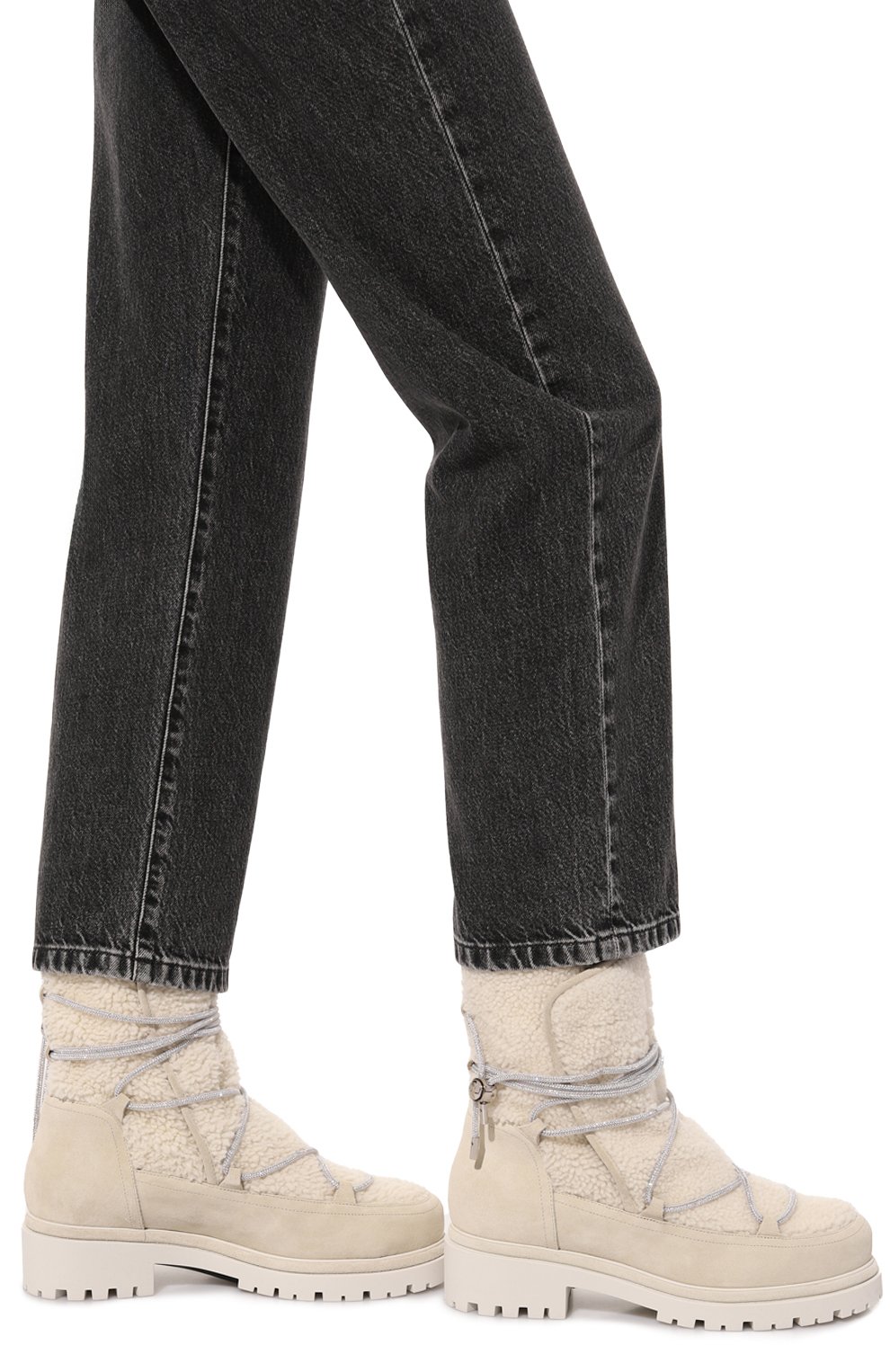 Комбинированные полусапоги aspen RENE CAOVILLA кремового цвета по цене 121500 руб., арт. C11554-025/CR01, фото 3 Комбинированные полусапоги aspen RENE CAOVILLA, арт. C11554-025/CR01, фото 3